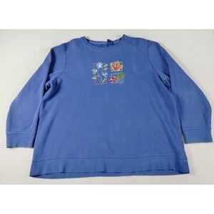 Vintage Basic Editions Sweater Womens 2X Blue Grandmacore Teachercore Grannycore
